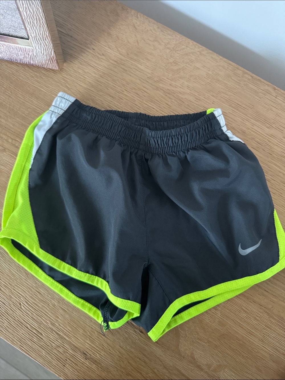 Nike toddler Girls Grey Shorts with Neon Yellow Trim